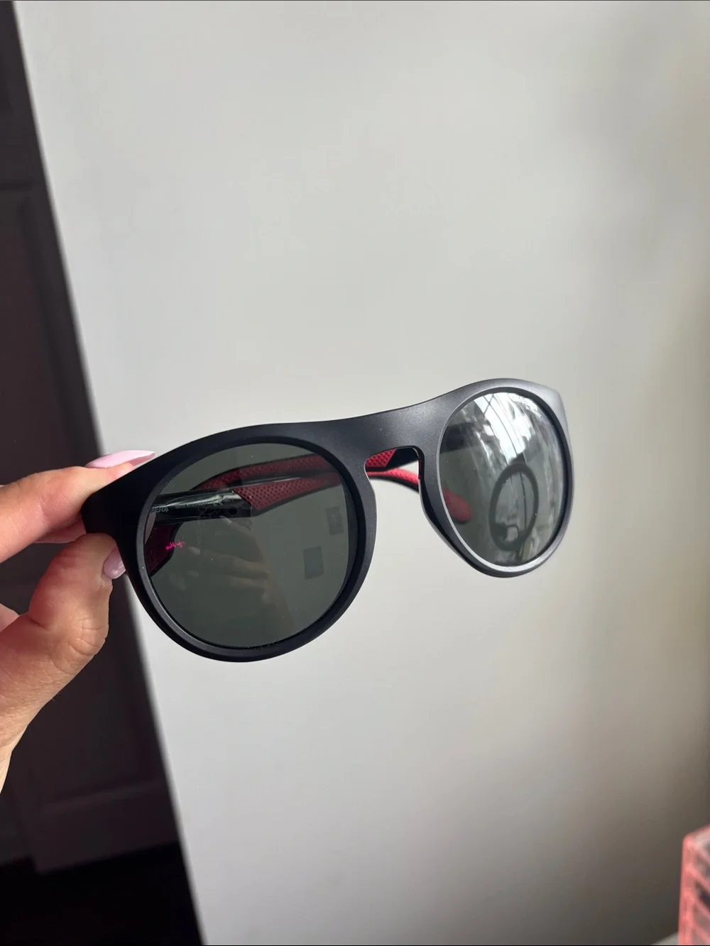 Carrera Black Sunglasses with Red Temple Accent